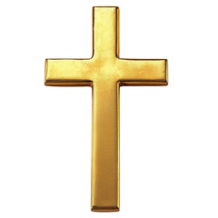Gold cross isolated on transparent background