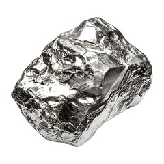 Silver nugget isolated on transparent background