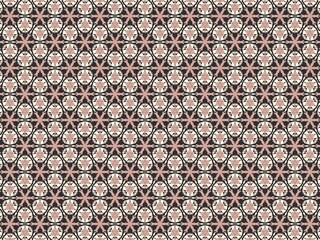 Intricate geometric pattern, dark brown and beige.