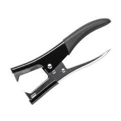 Obraz premium Close-up of a Black and Silver Staple Remover Isolated on Transparent Background Showing Metallic Details