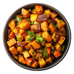 Sweet potato hash isolated on transparent background