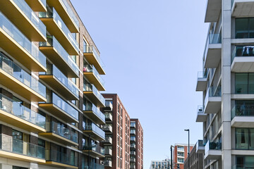 Modern apartment buildings with Balconies,  London, United Kingdom, 8 March 2025