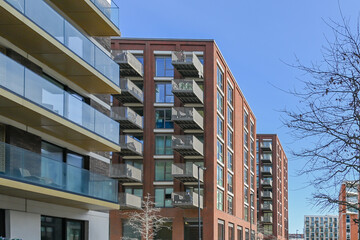 Modern apartment buildings with Balconies,  London, United Kingdom, 8 March 2025