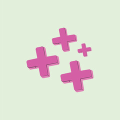 3D pink plus sign illustration on light green background, looks modern and minimalist, suitable for icons, health symbols, technology designs and digital graphics.