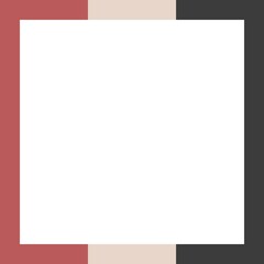 A modern frame with red, beige, and teal color blocks.