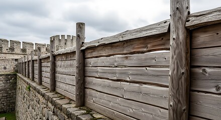 Medieval Wooden Fortress Wall.