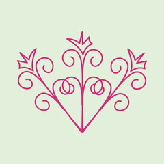 Classic ornamental illustration with curved lines and crown motif, suitable for decoration, interior design, or elegant graphic elements.