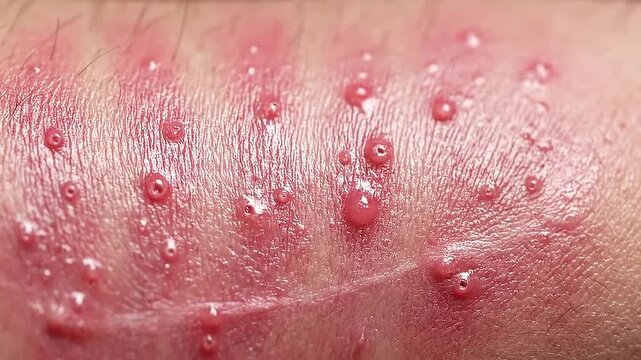 Close Up View of Skin Condition with Multiple Small Pink Bumps and Inflammation on a Light Skin Surface Medical Condition Adobe Stock Photo