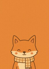 Obraz premium Cute fox wearing scarf.