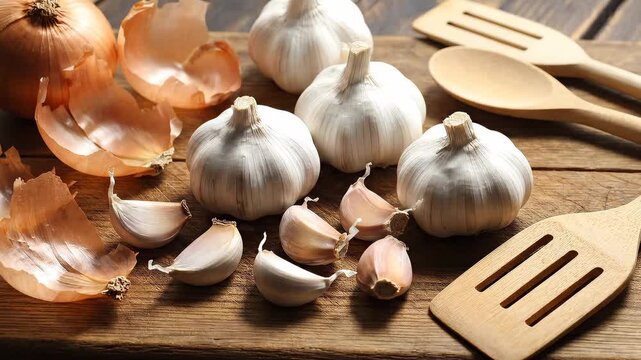 raw food garlic fresh uncooked table sole kitchen ingredient
