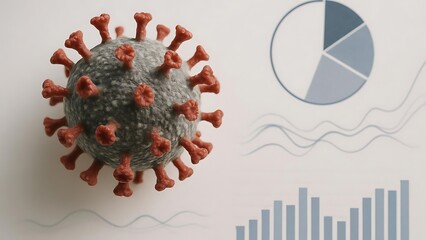 Back
design virus on white background and copy space for text and circle graph and wave light and bar graph and waive graph