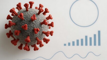 Back
design virus on white background and copy space for text and circle graph and wave light and bar graph and waive graph