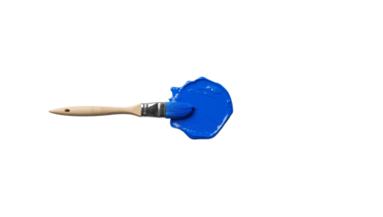 Paintbrush with Splash of Paint Illustration Isolated on Transparent Background