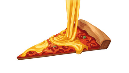 Cheesy Pizza Slice Illustration with Melting Cheese Isolated on Transparent Background