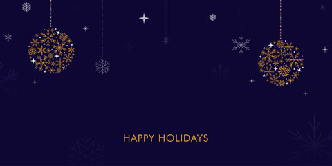 Artistic Holiday Card Templates with Snowflakes and Christmas Ornaments with Copy Space