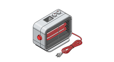 Fototapeta premium Retro-styled electric heater illustration for home comfort in winter season
