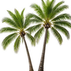 Fototapeta premium Two tall green palm trees against a transparent background