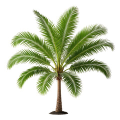 Obraz premium Lush tropical palm tree with vibrant green fronds and brown trunk against black background