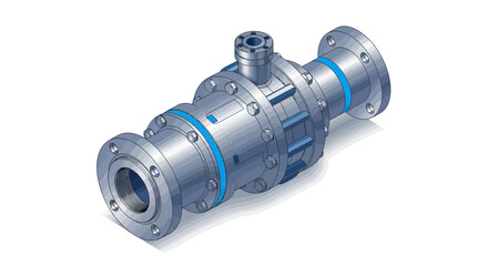 Detailed illustration of industrial ball valve with flange connection
