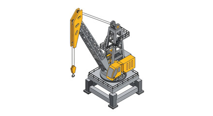 Fototapeta premium Detailed Isometric Illustration of a Stationary Crane on White Backdrop