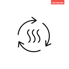 Black single air circulation balance line icon, sustainable loop wave flow emission flat design infographic pictogram vector for app logo web button ui  interface elements isolated on white background