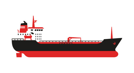 Stylized illustration of a cargo ship with a minimalist aesthetic design