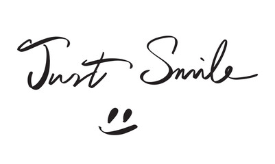 Just smile icon face emotion feeling good text font calligraphy hand written lettering script black color object just smile icon dental face positive teeth good funny professional just smile good joy