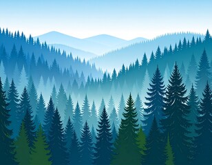 Fototapeta premium Vector Illustration of Forest with Pine Trees
