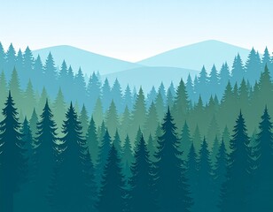 Fototapeta premium Vector Illustration of Forest with Pine Trees