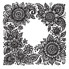 vector floral frame mehndi style 