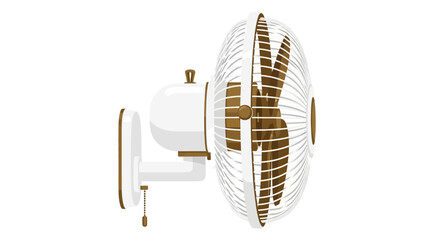 Illustration of a vintage wall mounted fan in white and brown color