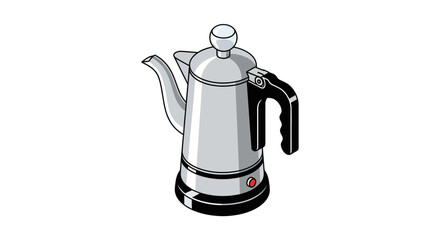 Obraz premium Sleek Silver Electric Kettle with Black Accents on a Clean White Backdrop