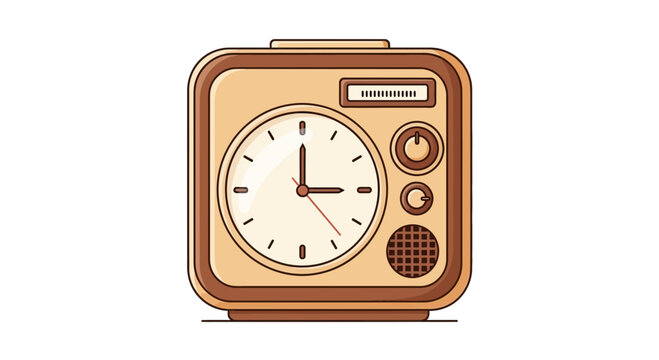 Retro Style Alarm Clock Illustration with Clean Design and Earthy Tones