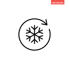 Black freezer control line icon, auto cooling or defrost, conditioning car or house flat design vector pictogram vector for app web website button ui ux interface elements isolated on white background