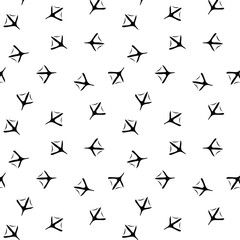 Seamless pattern with black goose footprint on transparent background
