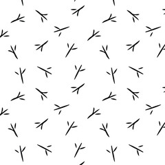 Seamless pattern with black pigeon footprint on transparent background