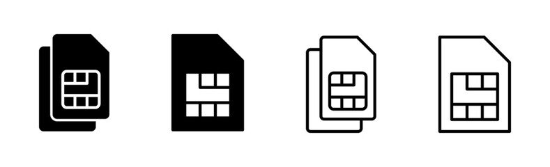 Sim card icon set. dual sim card icon vector
