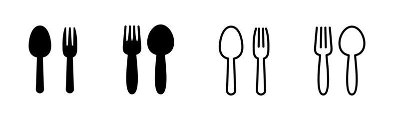 spoon and fork icon set. spoon, fork and knife icon vector. restaurant icon