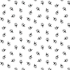 Seamless pattern with black mole footprint on transparent background