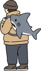 Person wearing a shark backpack