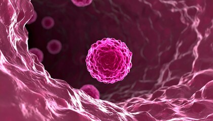 Virus Cell in Vessel Illustration Medical Science Concept