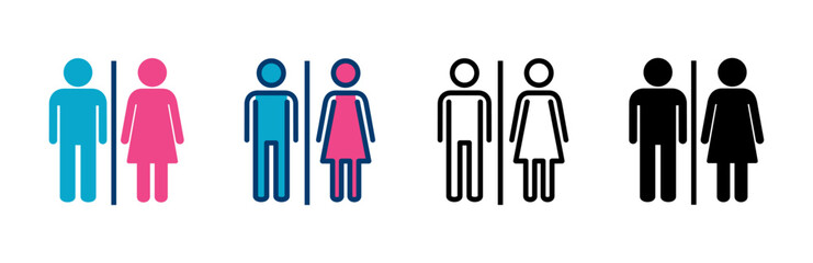 Toilet icon vector isolated on white background. Toilet sign. Man and woman restroom sign vector. Male and female icon