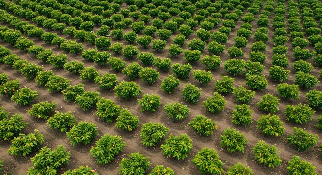 Aerial View of a Rhododendron Field in Rows