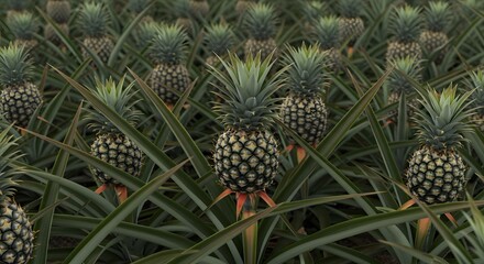 Pineapple Plantation: Tropical Fruit Growing in Field