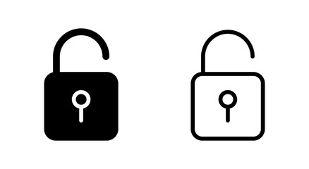 Unlock icon symbol for apps and websites. Unlock sign and symbol. unlocked padlock icon