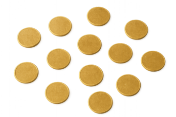 Gold coins scattered on white background representing Giving Tuesday  
