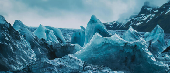 Formações de gelo azul-glacial em Vatnajökull, Islândia