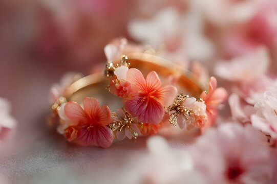 Refined stackable wedding circlets in coral tropical design embody elegance uniqueness and personalized romantic expression