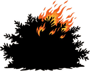 Black Vector Silhouette: Burning Bush (Divine Presence)	