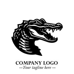 Black and White Crocodile Logo in Minimalist Modern Vector Design for Branding and Creative Identity